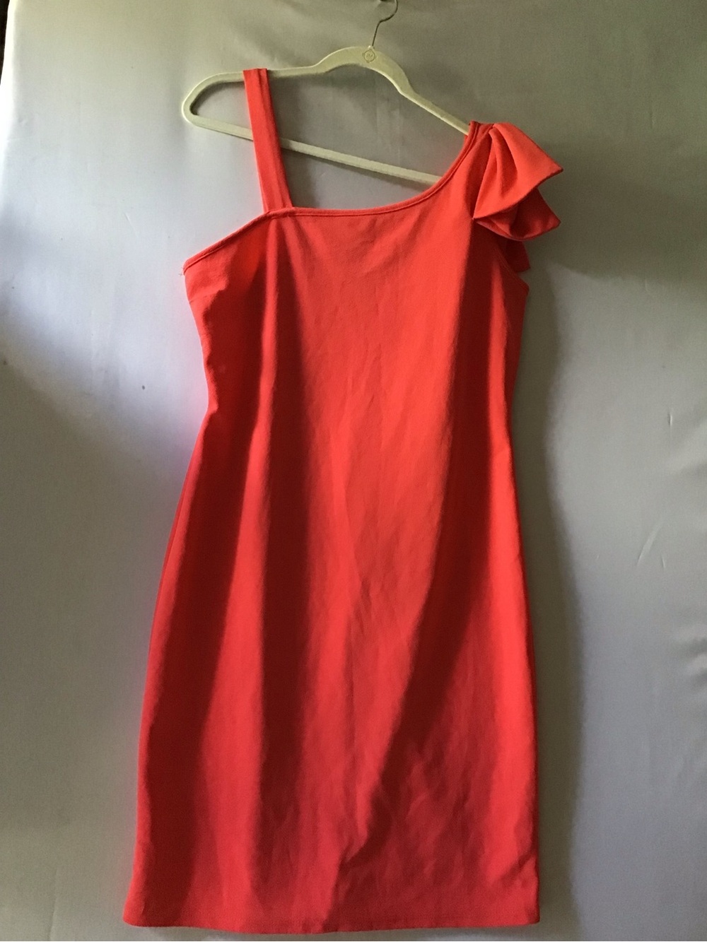 402 Ashley Stewart Coral One-Shoulder Ruffle Dress